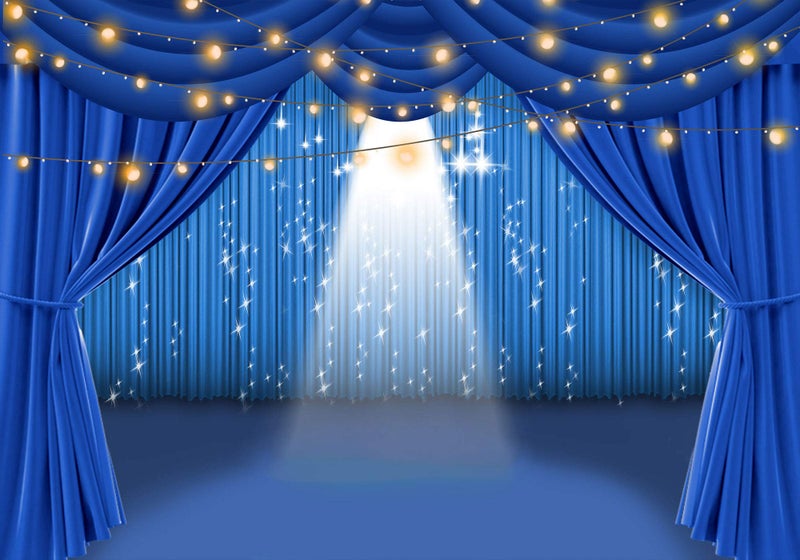 PHMOJEN Blue Curtain Theater Stage Photography Backdrop Vinyl 10x7ft Party Show Background Photo Studio Props LYPH915 - Image 4